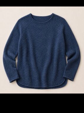 Lusso 100% Cashmere Blue Sweater Woman Large Soft Lightweight Knit Pullover FLAW